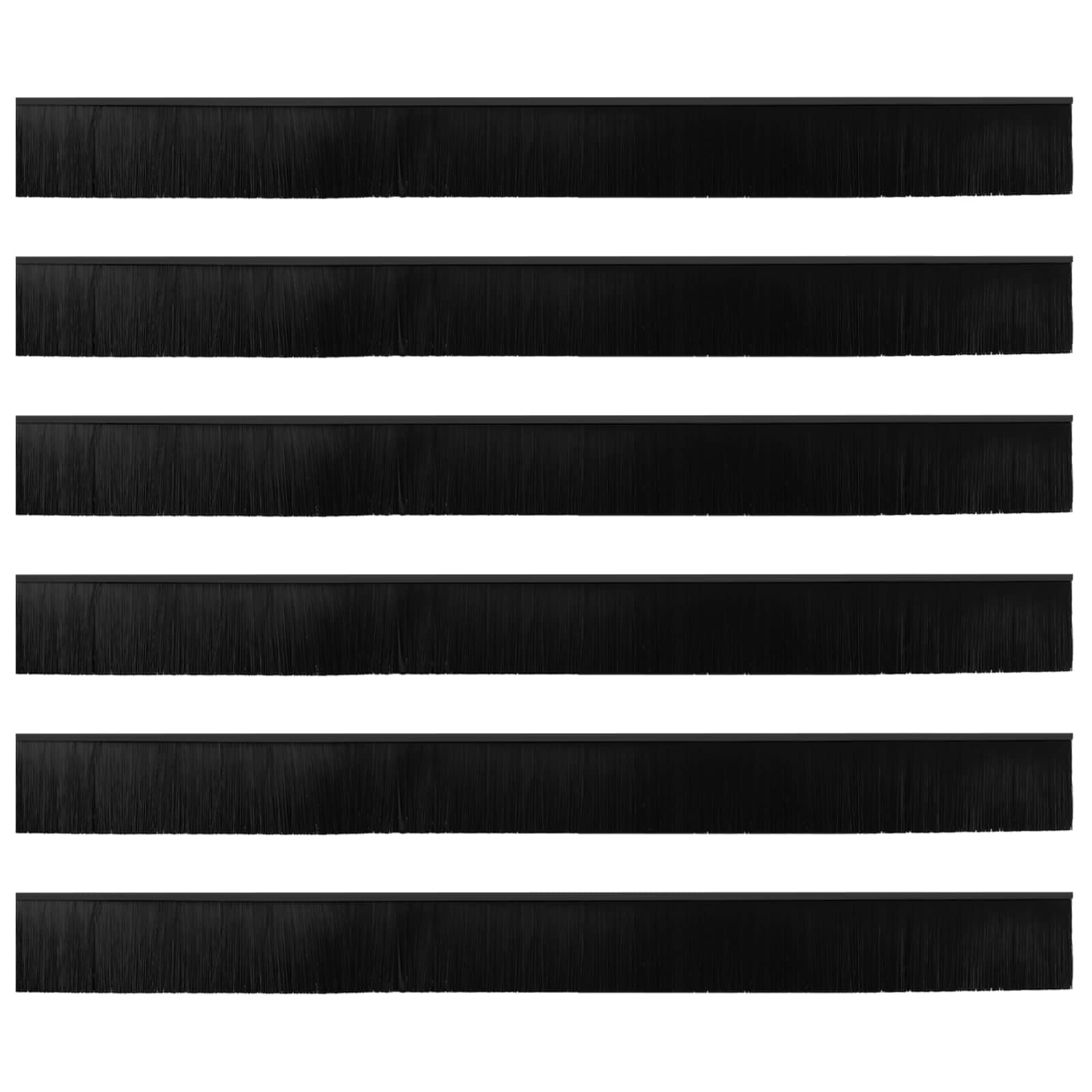 Guarnizioni a spazzola adesive per porte 100 cm nero - 6 pezzi