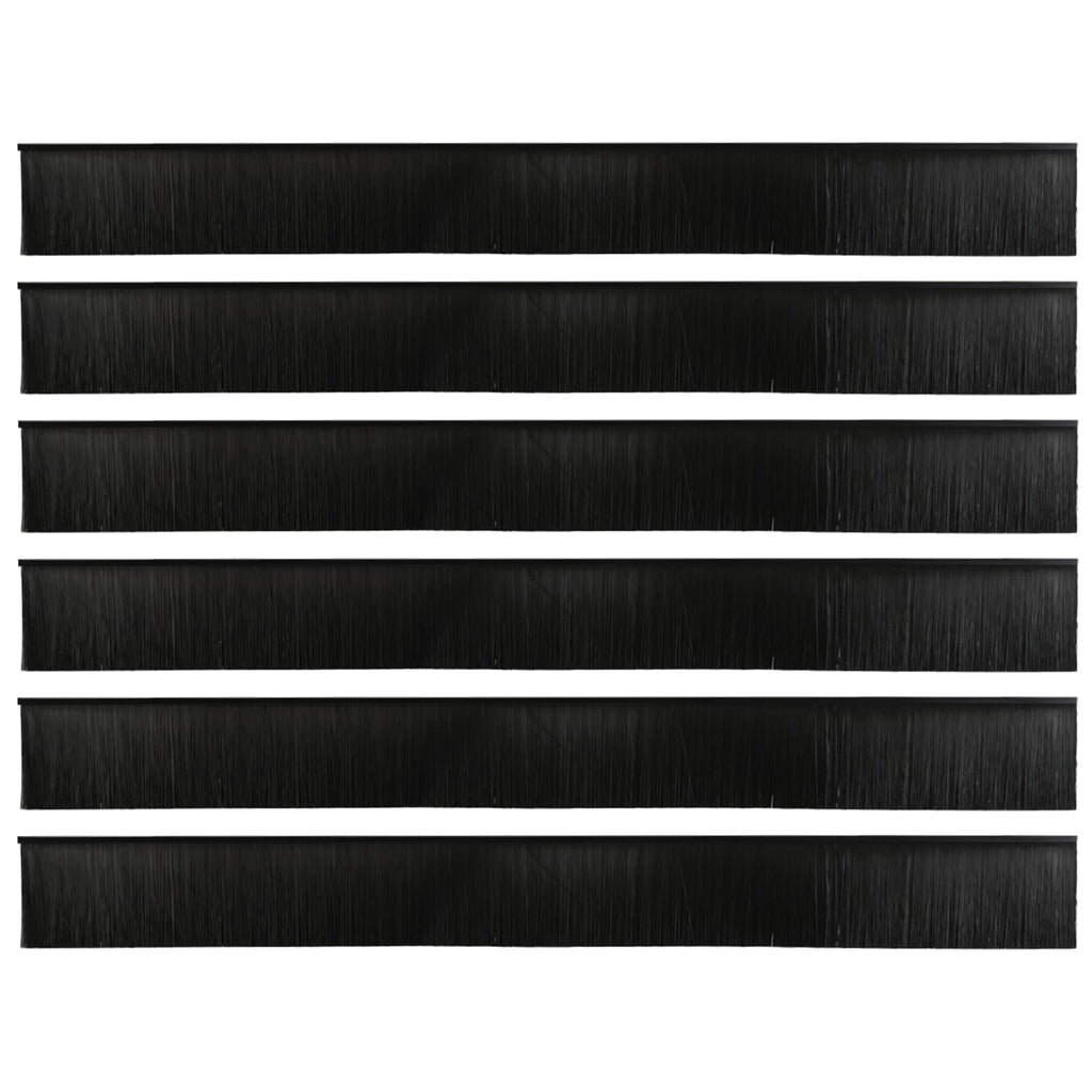 Guarnizioni a spazzola autoadesive per porte in alluminio 100 cm Nero - 6 pezzi