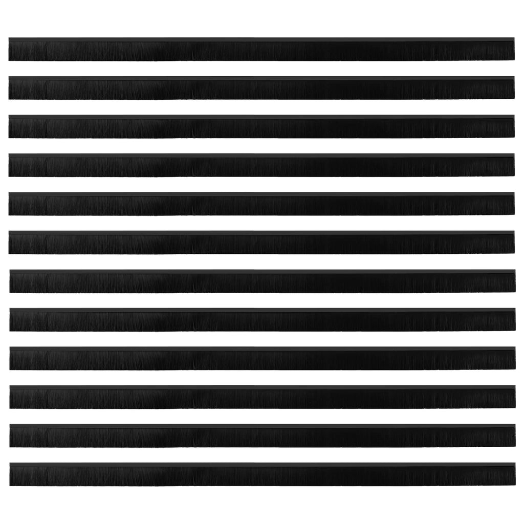 Guarnizioni a Spazzola Autoadesive per Porte 12 pcs Nero 100 cm