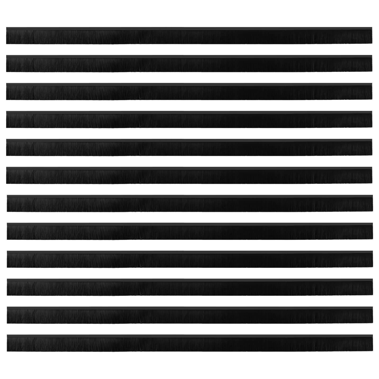 Guarnizioni a Spazzola Autoadesive per Porte 12 pcs Nero 100 cm