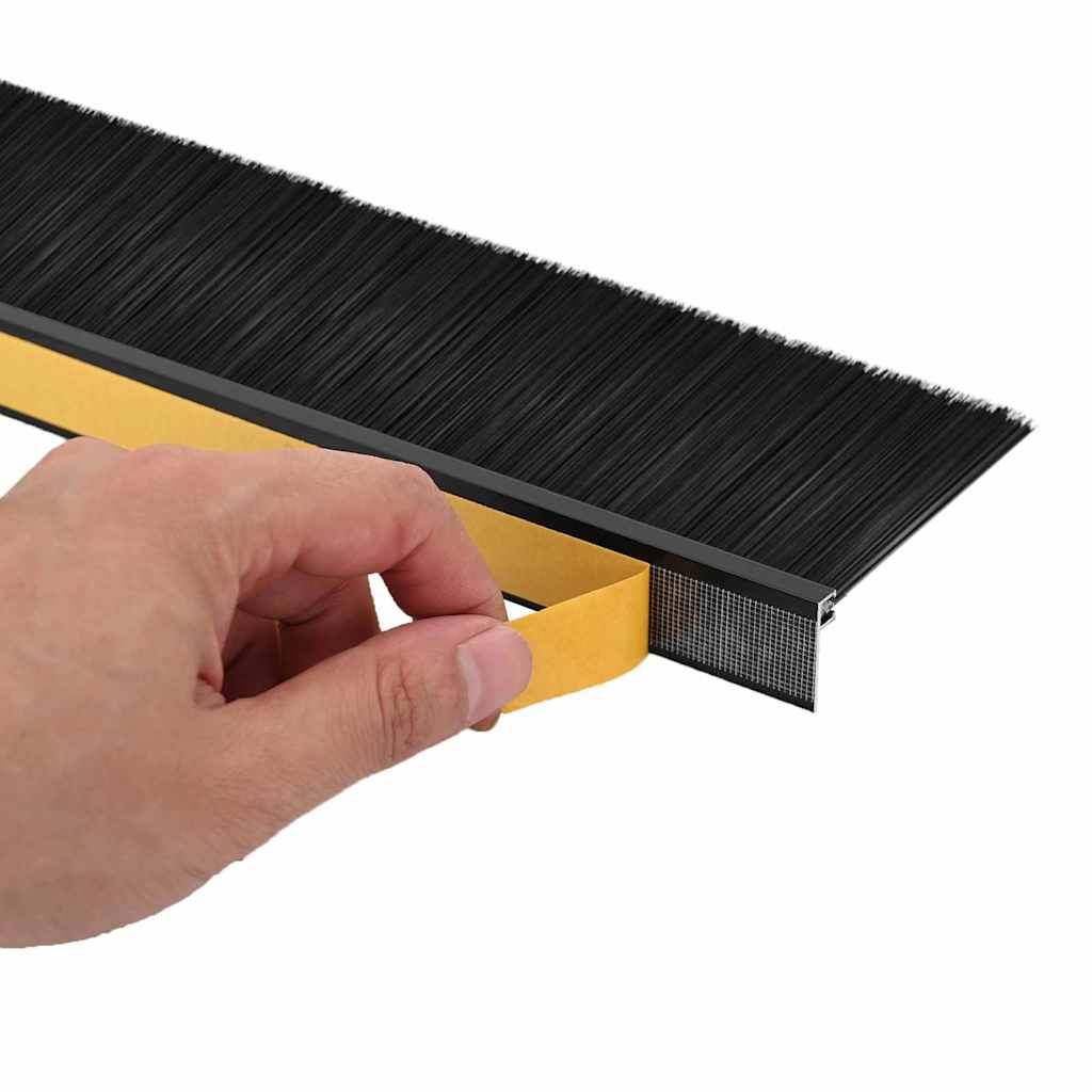 Guarnizioni a spazzola autoadesive per porte 12 pezzi nero 100 cm