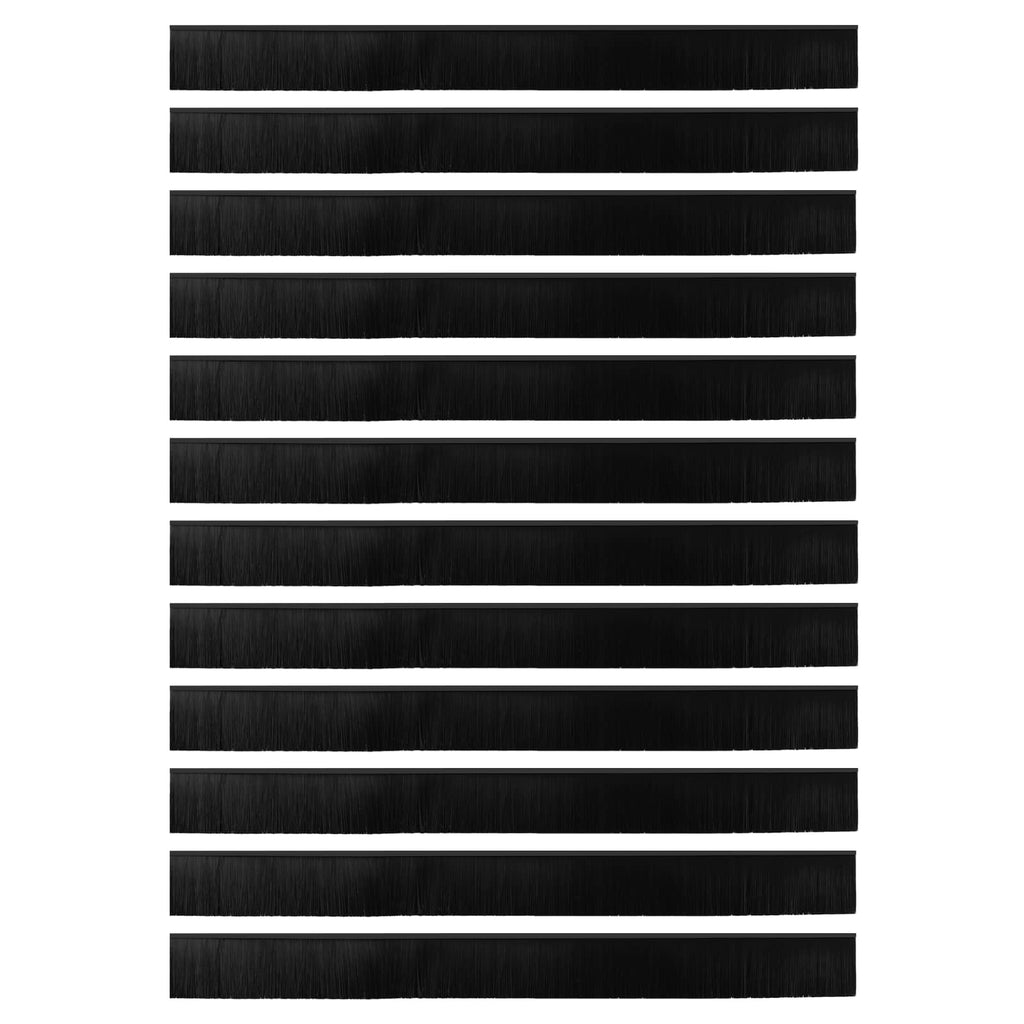 Spazzole per porte autoadesive 12 pezzi Nero 100 cm