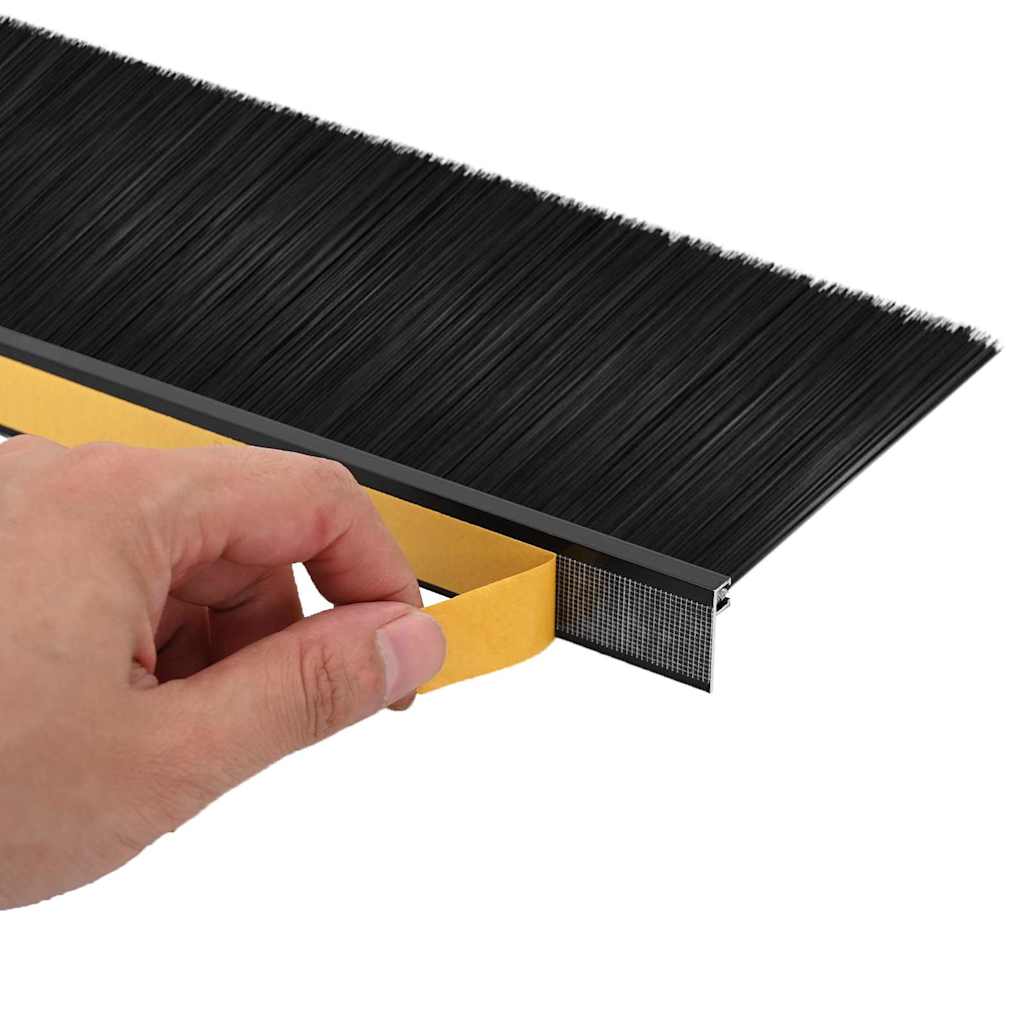 Guarnizioni a spazzola autoadesive per porte 12 pz - Alluminio nero 100 cm