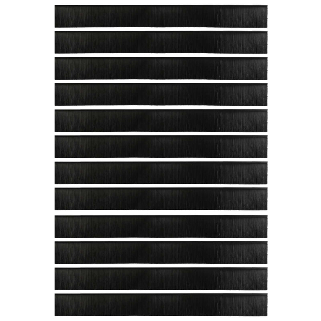 Guarnizioni a spazzola autoadesive per porte 12 pz - Alluminio nero 100 cm