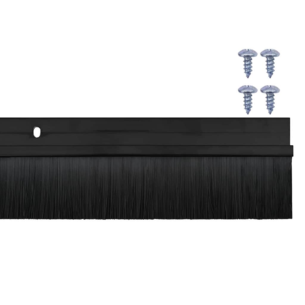 Spazzole per porte a vite 2 pz Nero 100 cm Lega di alluminio