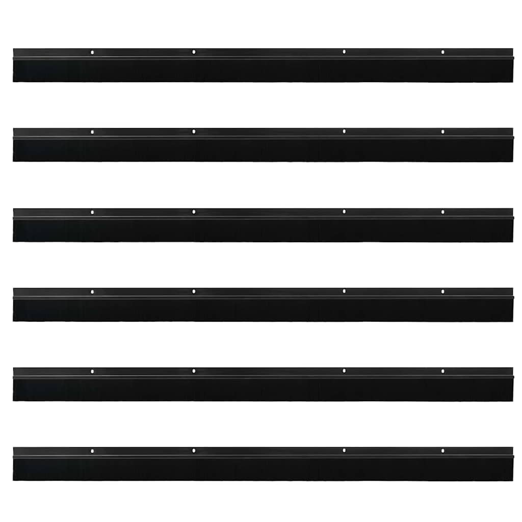 Spazzole per porte a vite 6 pezzi Nero 100 cm Lega di alluminio