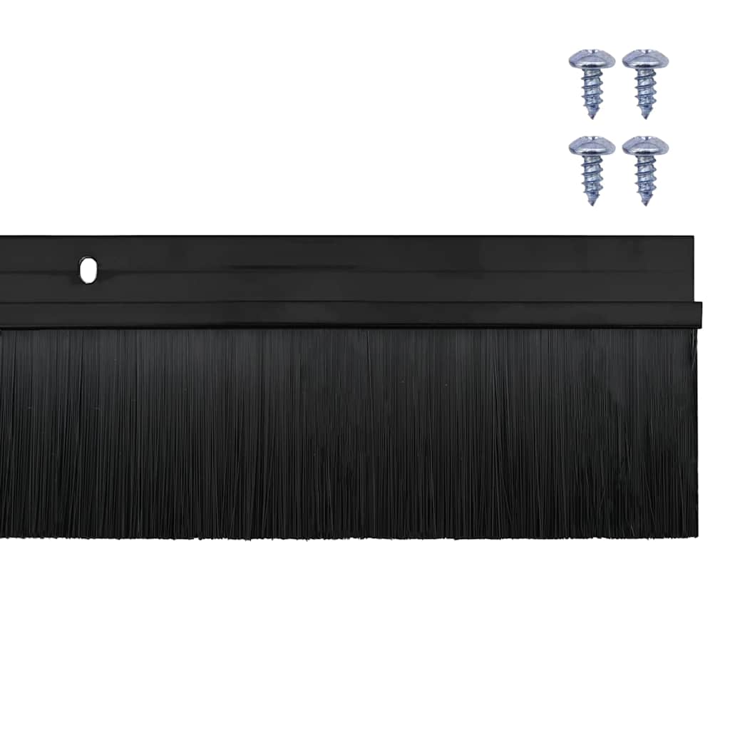 Spazzole per porte a vite 6 pezzi Nero 100 cm Lega di alluminio