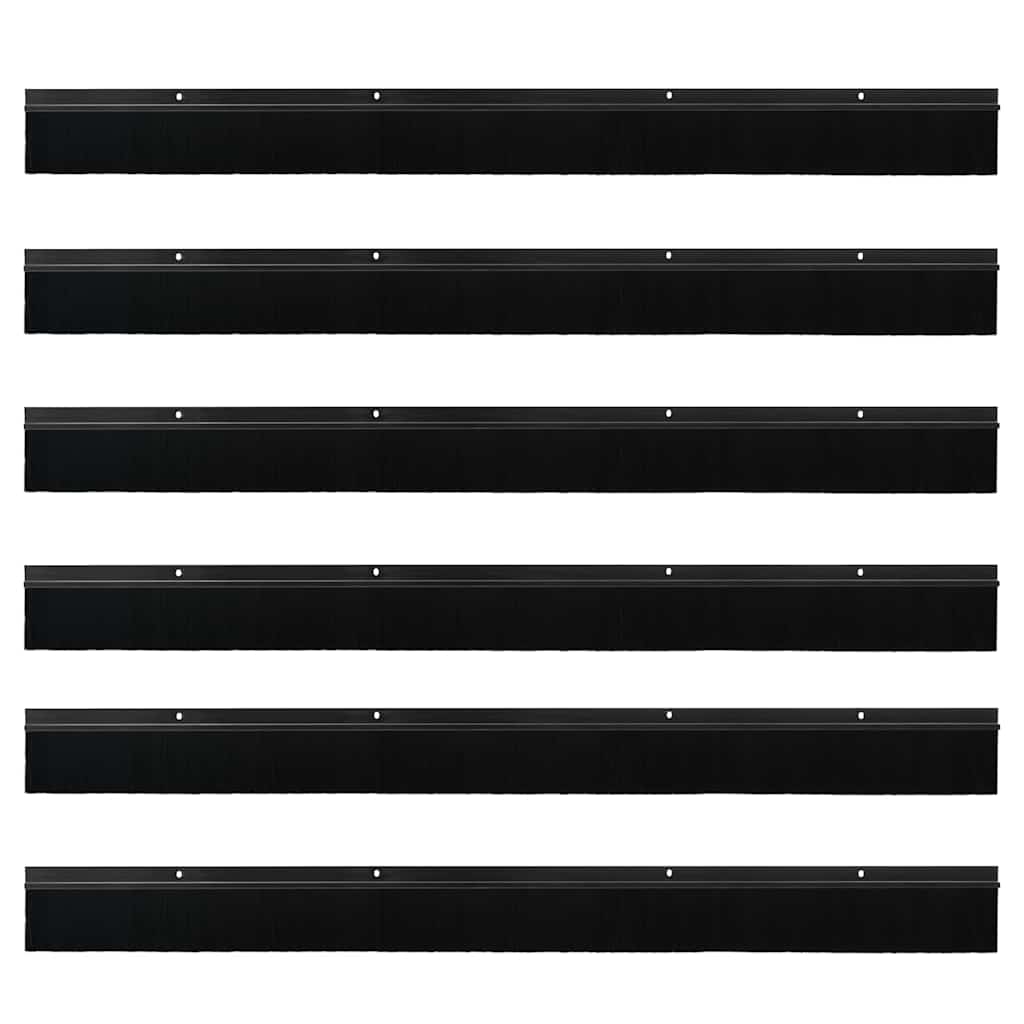 Spazzole per porte a vite 6 pezzi Nero 100 cm Lega di alluminio