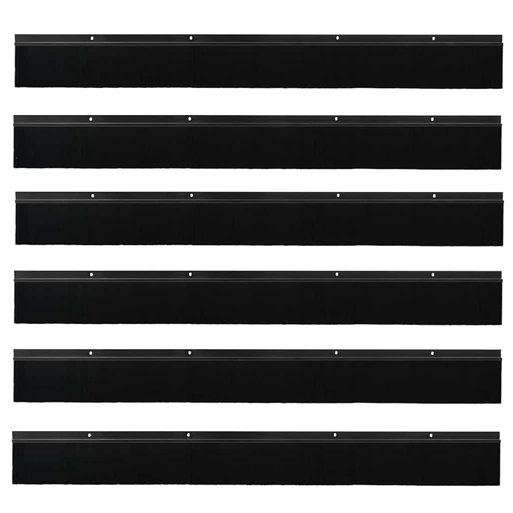 Spazzole per porte a vite 6 pz Nero 100 cm Lega di alluminio