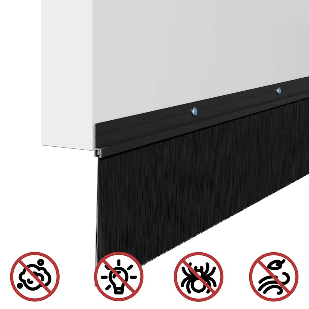 Spazzole per porte a vite 6 pz Nero 100 cm Lega di alluminio