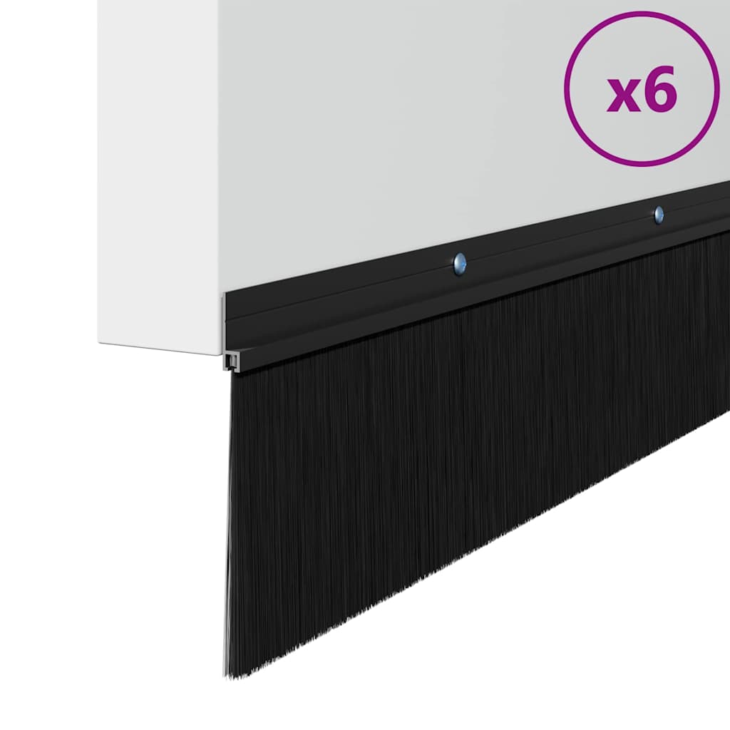 Spazzole per porte a vite 6 pz Nero 100 cm Lega di alluminio