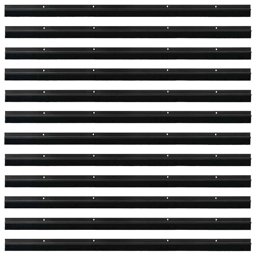 Spazzole per porte a vite 12 pezzi Nero 100 cm Lega di alluminio