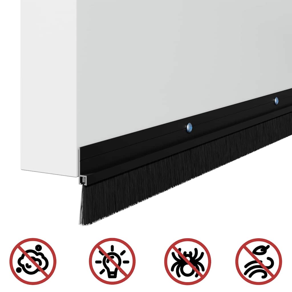 Spazzole per porte a vite 12 pezzi Nero 100 cm Lega di alluminio