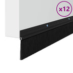 Spazzole per porte a vite 12 pz Nero 100 cm Lega di alluminio