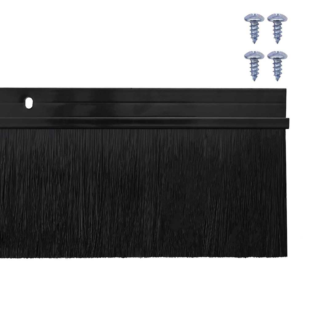 Spazzole per porte a vite 12 pezzi nero 100 cm lega di alluminio