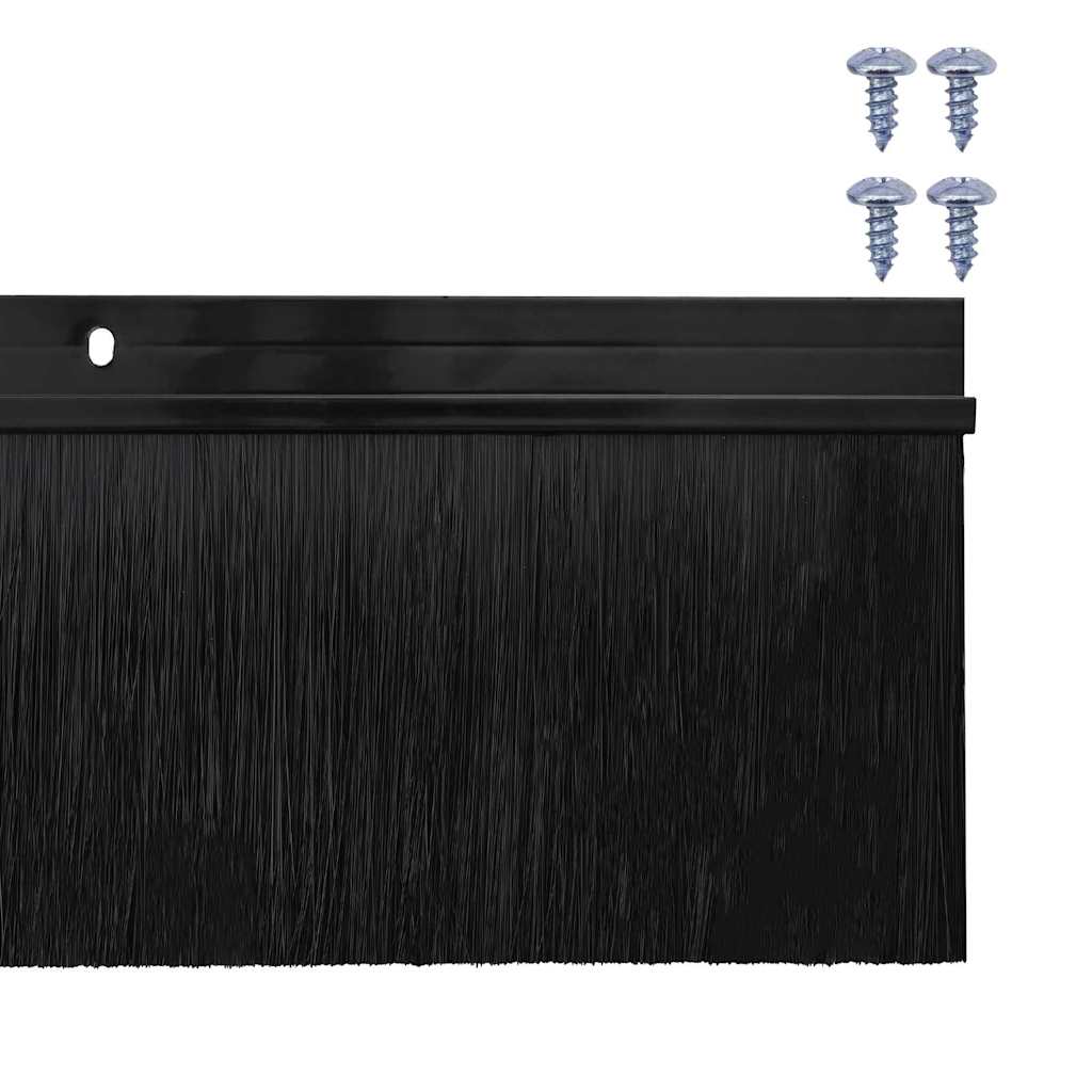 Spazzole per porte a vite 12 pezzi Nero 100 cm Lega di alluminio