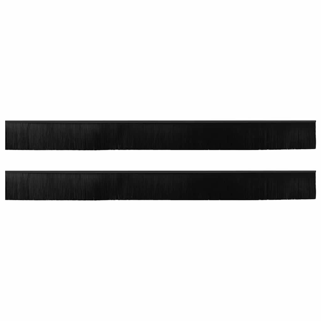 Spazzole per porte a vite 2 pezzi Nero 100 cm Lega di alluminio