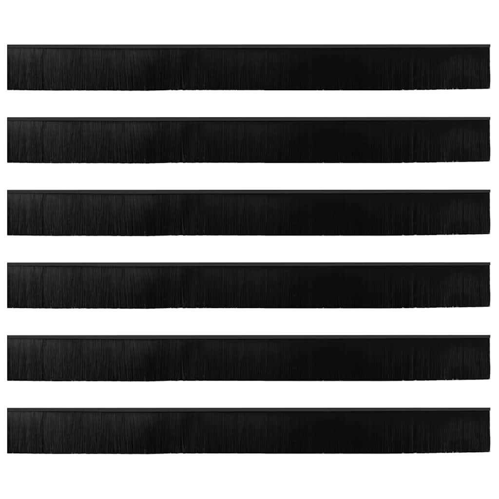 Spazzole per porte a vite 6 pezzi Nero 100 cm Lega di alluminio