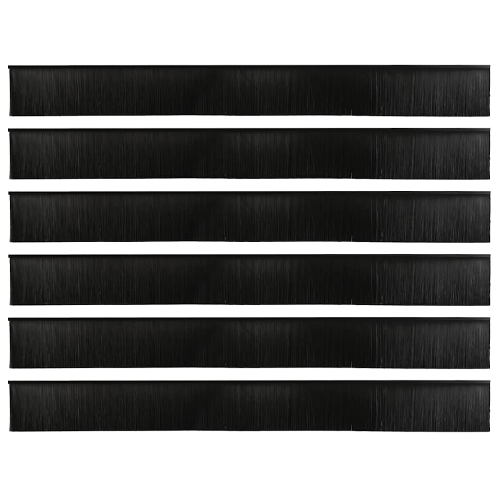 Guarnizioni a spazzola per porte a vite 100 cm lega di alluminio nero (6 pz)