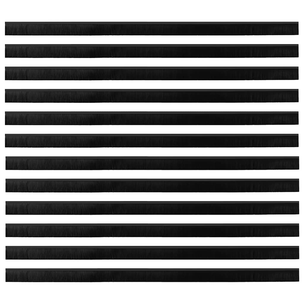 Spazzole per porte a vite 12 pezzi Nero 100 cm Lega di alluminio