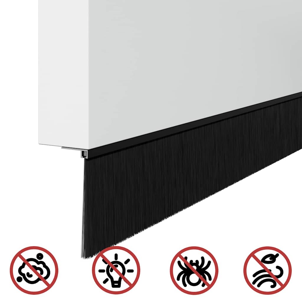 Spazzole per porte a vite 12 pcs Nero 100 cm Lega di alluminio