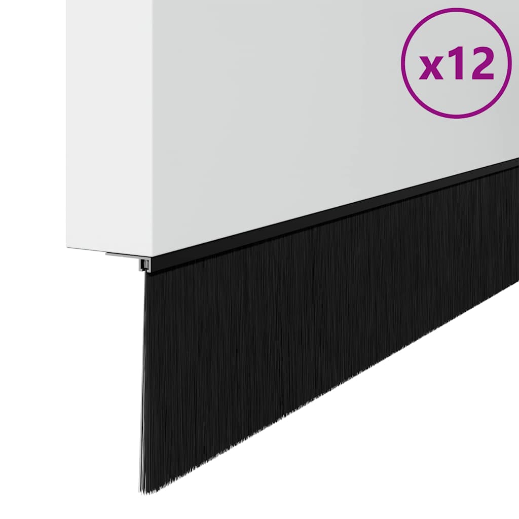 Spazzole per porte a vite 12 pz Nero 100 cm Lega di alluminio