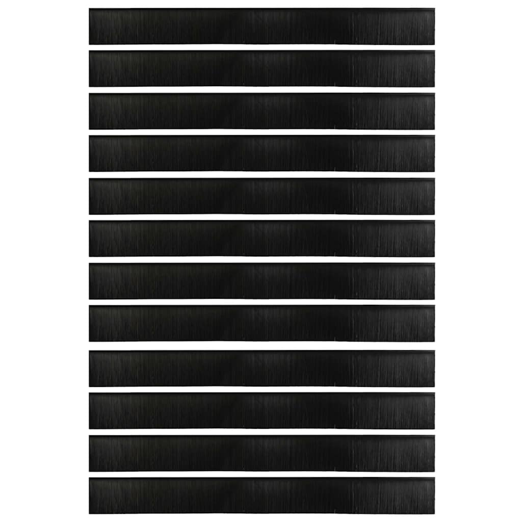 Spazzole per porte a vite 12 pz Nero 100 cm Lega di alluminio