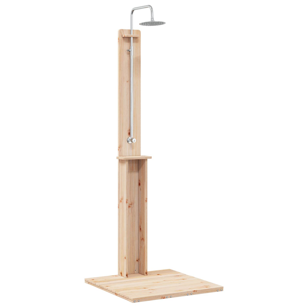 Doccia da esterno 206 cm legno massello di pino e acciaio inox