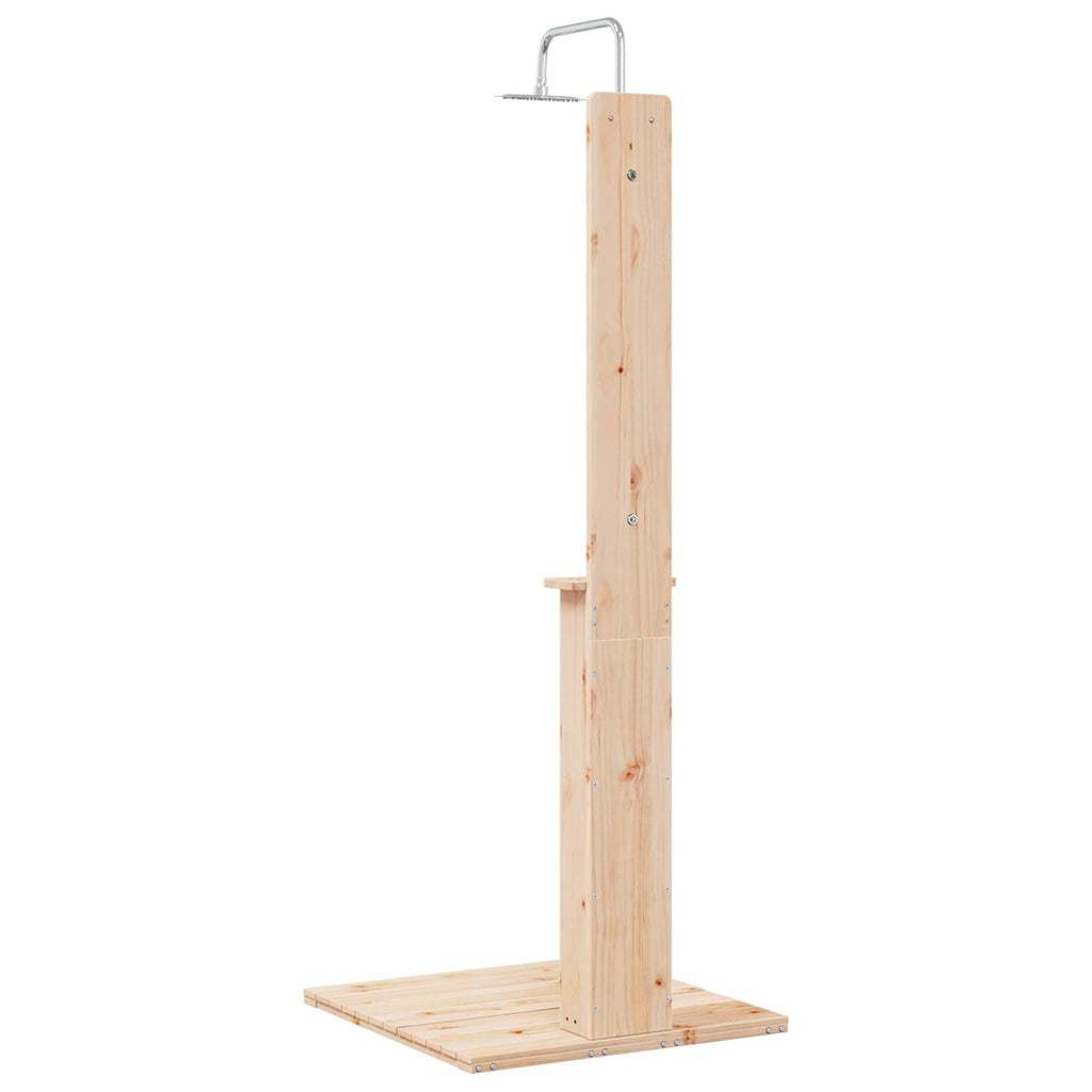 Doccia da esterno 206 cm legno massello di pino e acciaio inox