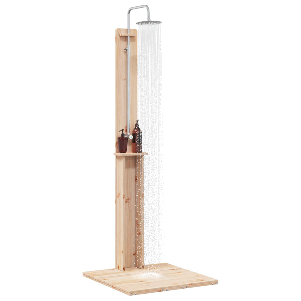 Doccia da esterno 206 cm legno massello di pino e acciaio inox