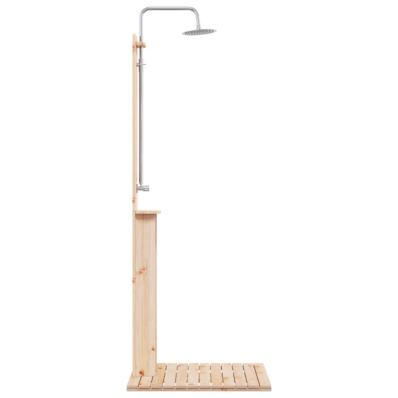 Doccia da esterno 206 cm legno massello di pino e acciaio inox