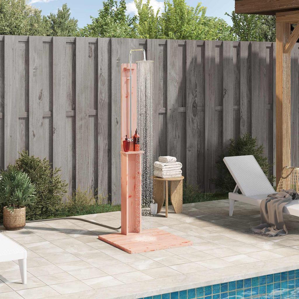 Doccia da esterno 206 cm in legno di douglas e acciaio inox