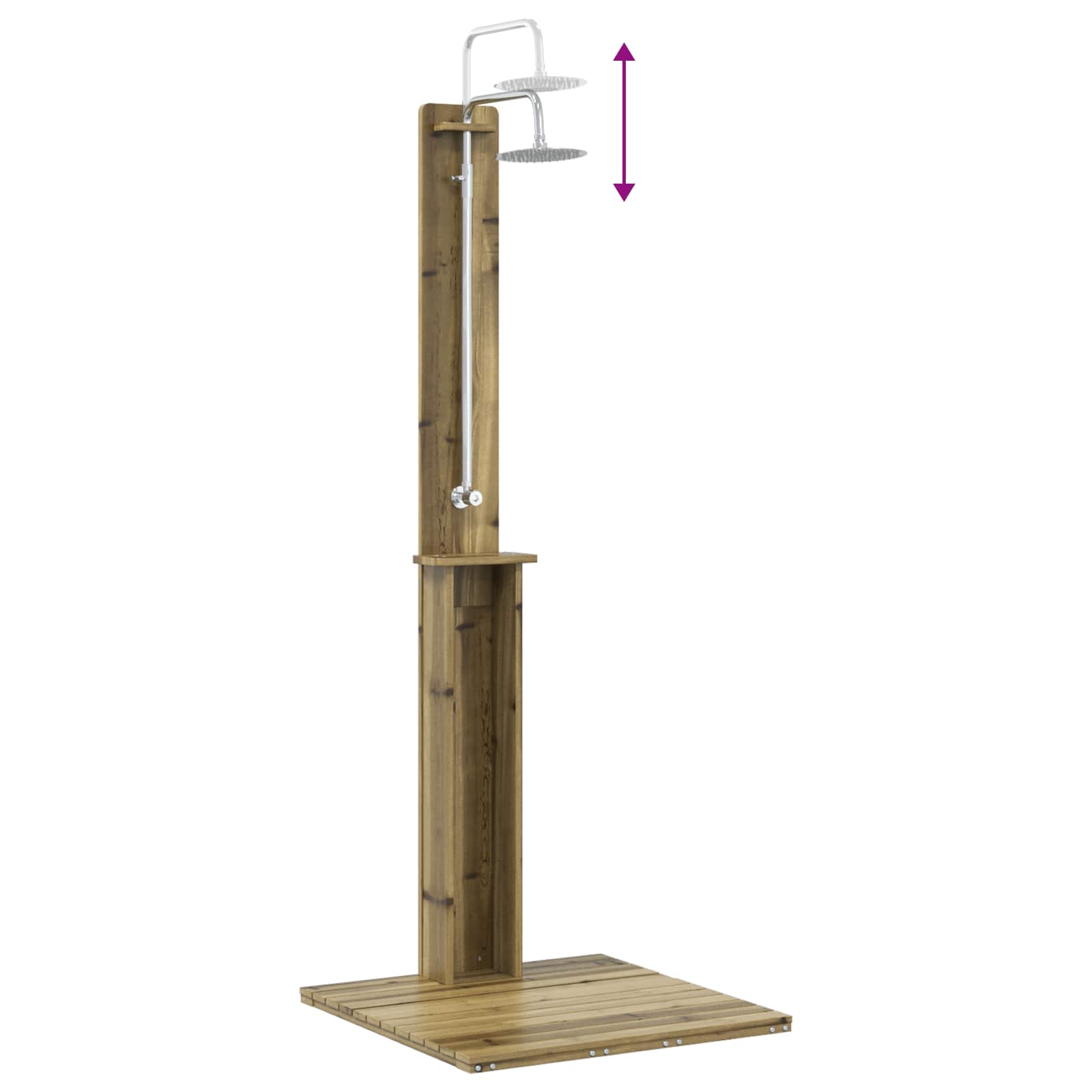 Doccia da esterno 206 cm legno pino e acciaio inossidabile