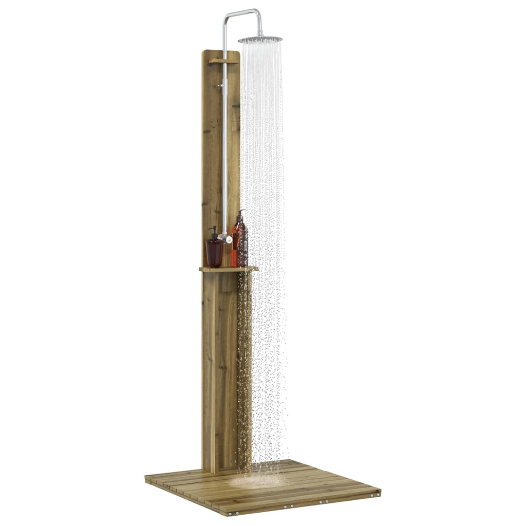 Doccia da esterno 206 cm legno pino e acciaio inossidabile