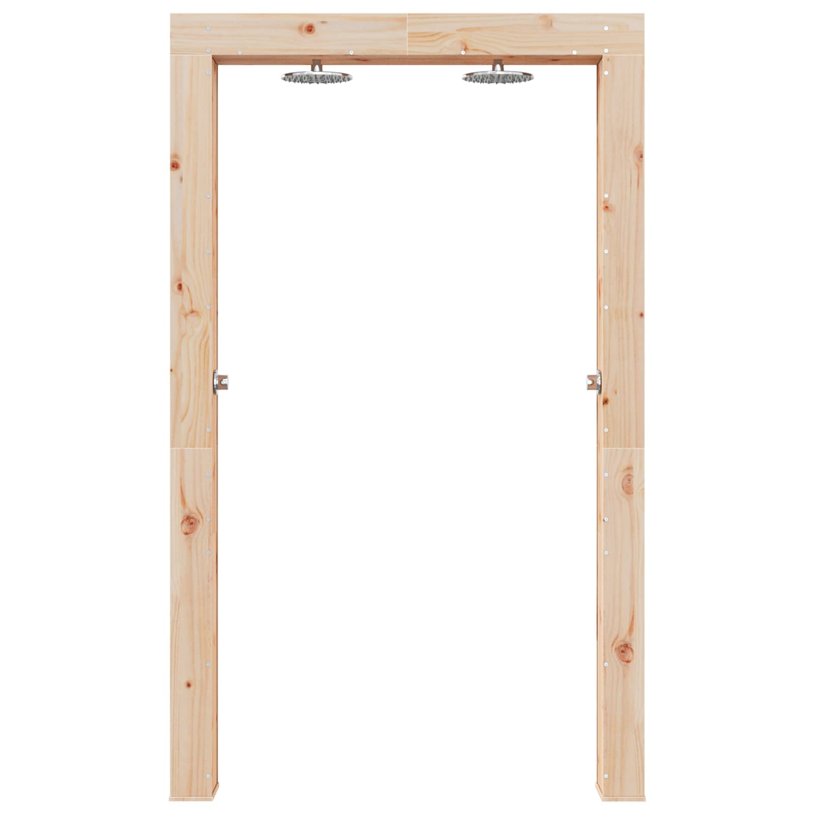 Doccia da esterno 226 cm in legno massello di pino e acciaio inox