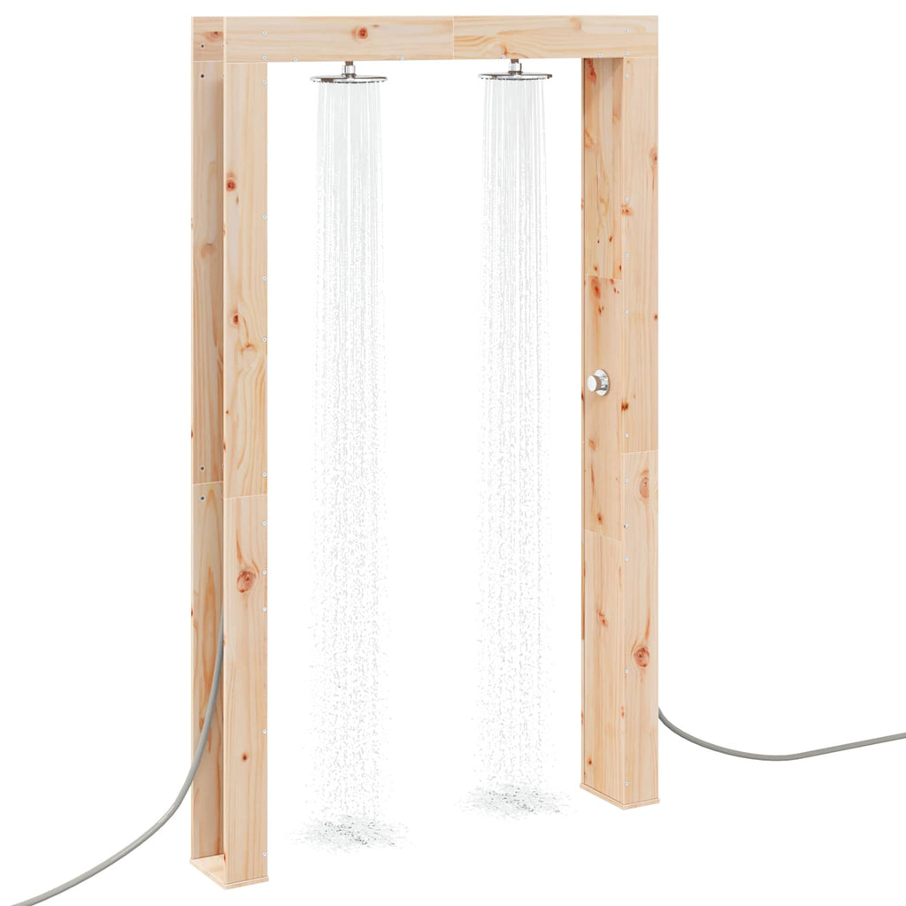Doccia da esterno 226 cm in legno massello di pino e acciaio inox