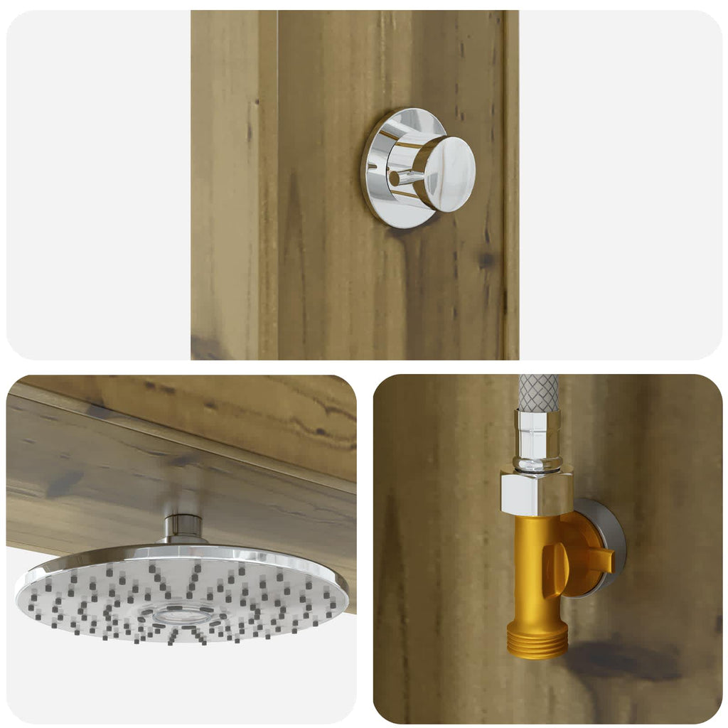 Doccia da esterno 226 cm in legno di pino e acciaio inossidabile