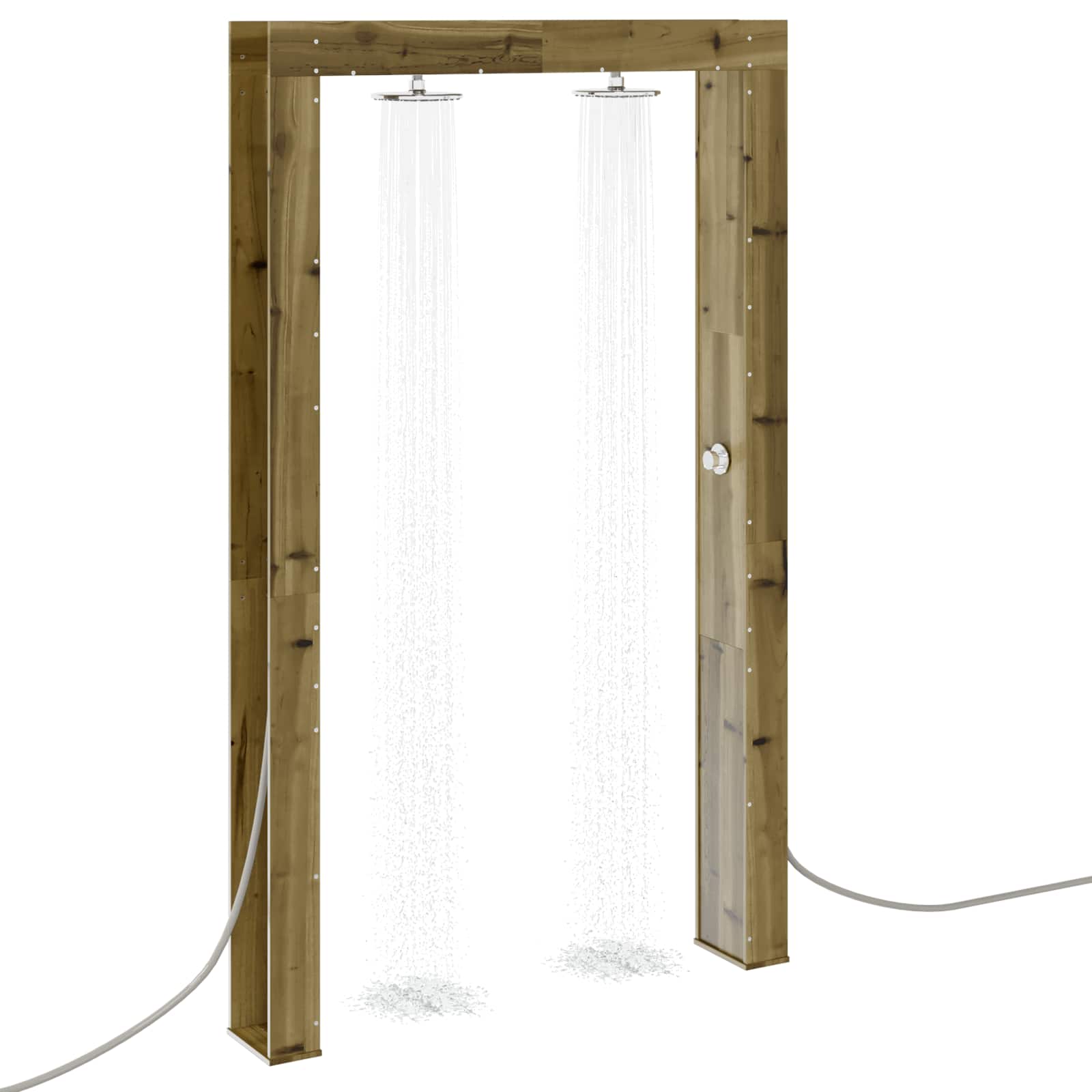 Doccia da esterno 226 cm in legno di pino e acciaio inossidabile