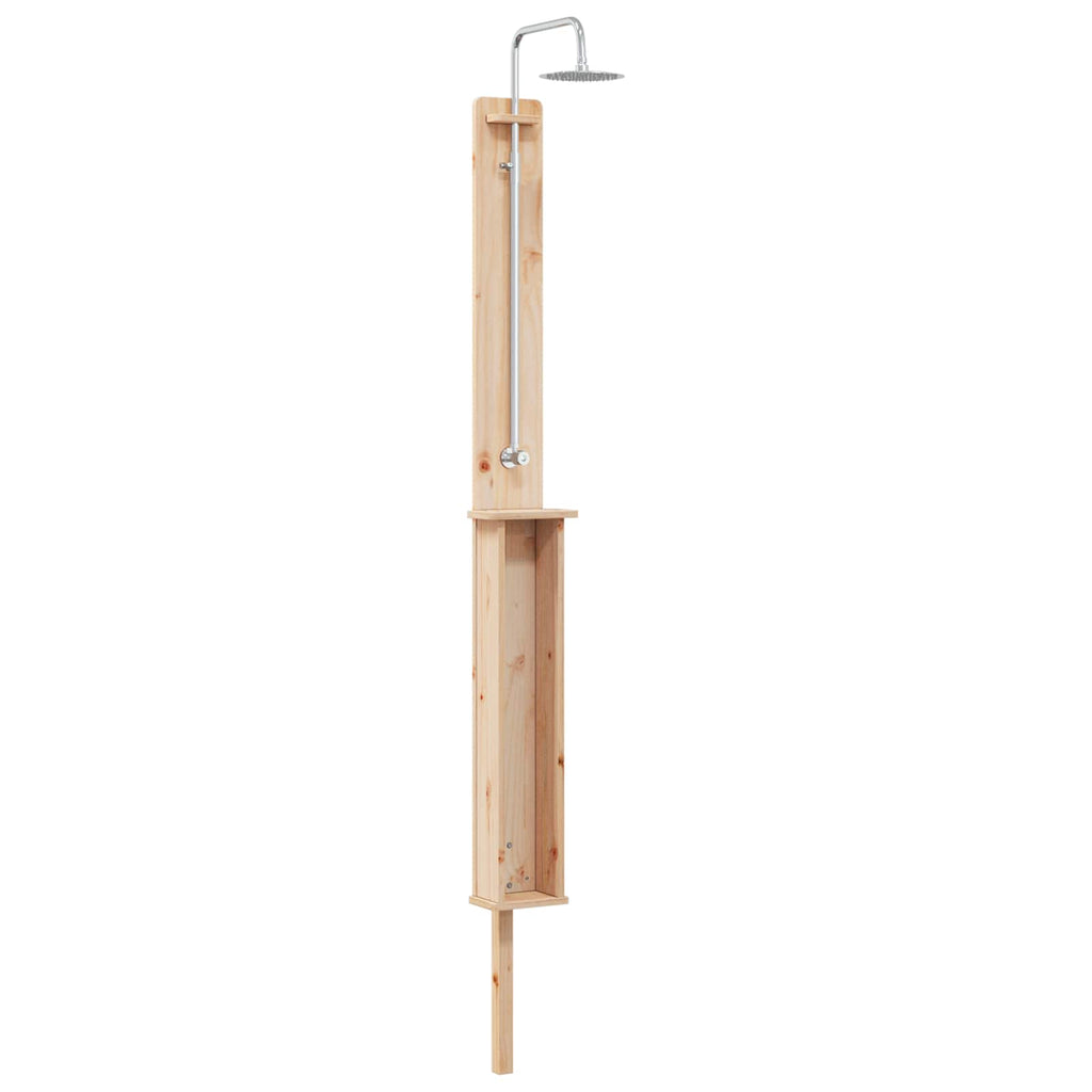 Doccia da esterno 246 cm legno massello di pino e acciaio inox