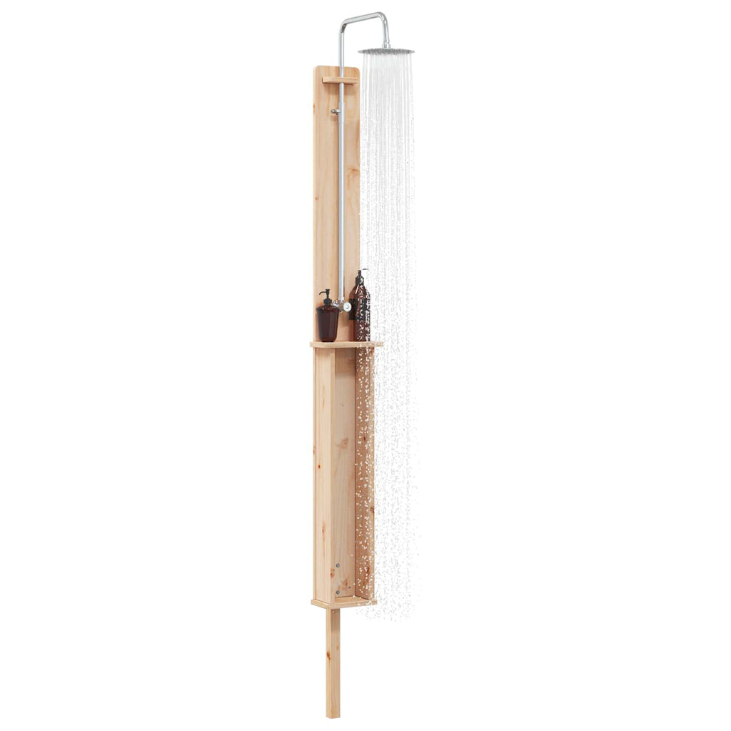 Doccia da esterno 246 cm legno massello di pino e acciaio inox