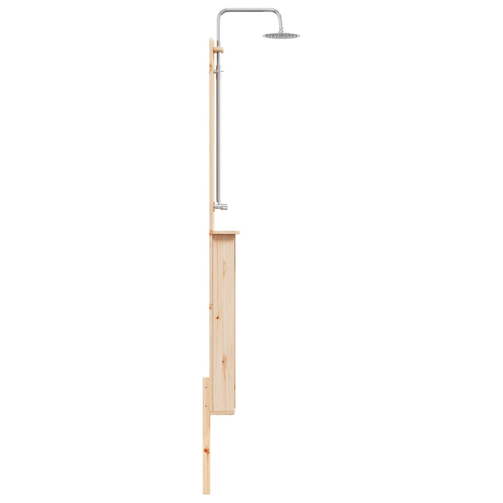 Doccia da esterno 246 cm legno massello di pino e acciaio inox