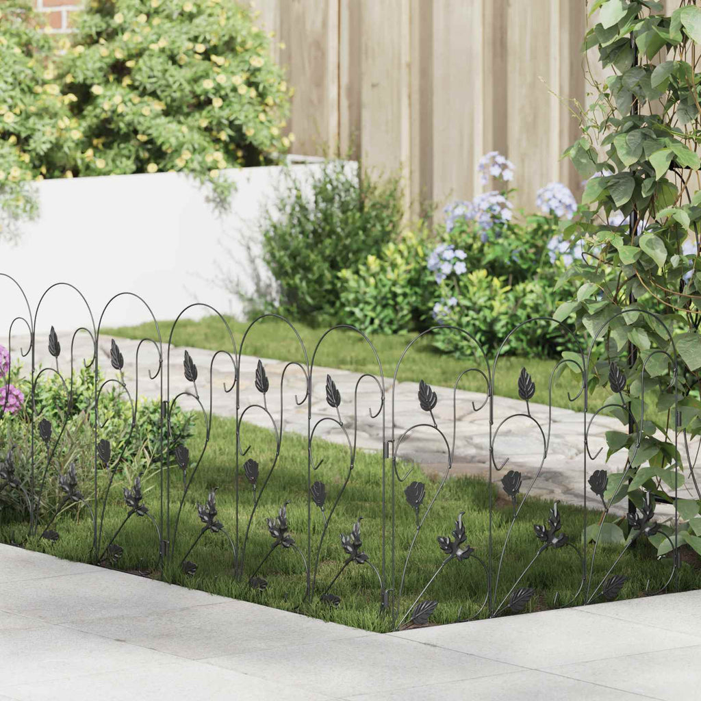Recinzione da Giardino 5 pezzi Nero Acciaio