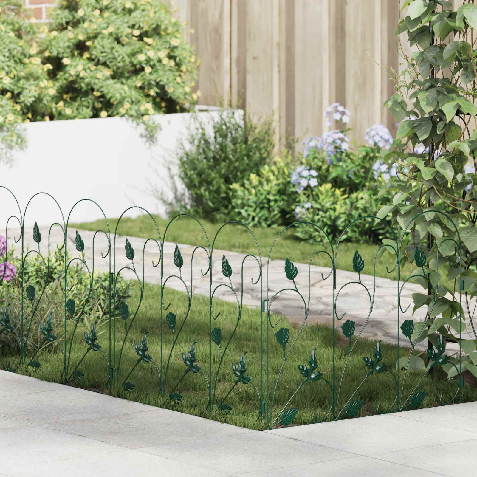 Recinzione da Giardino 5 pezzi Verde Acciaio