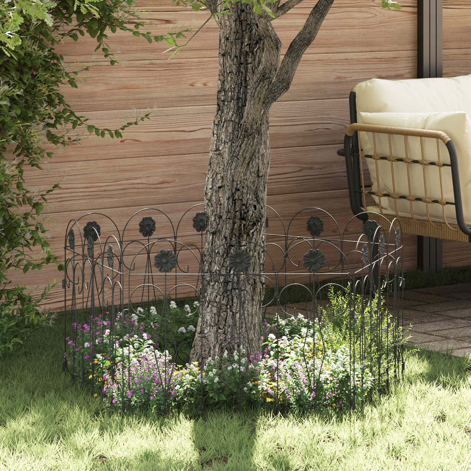 Recinzione per Giardino 5 pcs Nero Acciaio