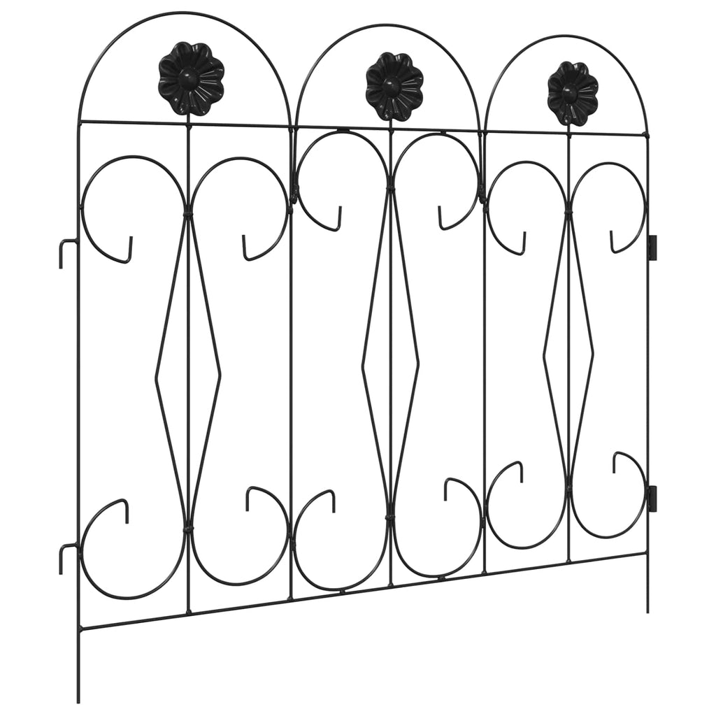 Recinzione per Giardino 5 pcs Nero Acciaio