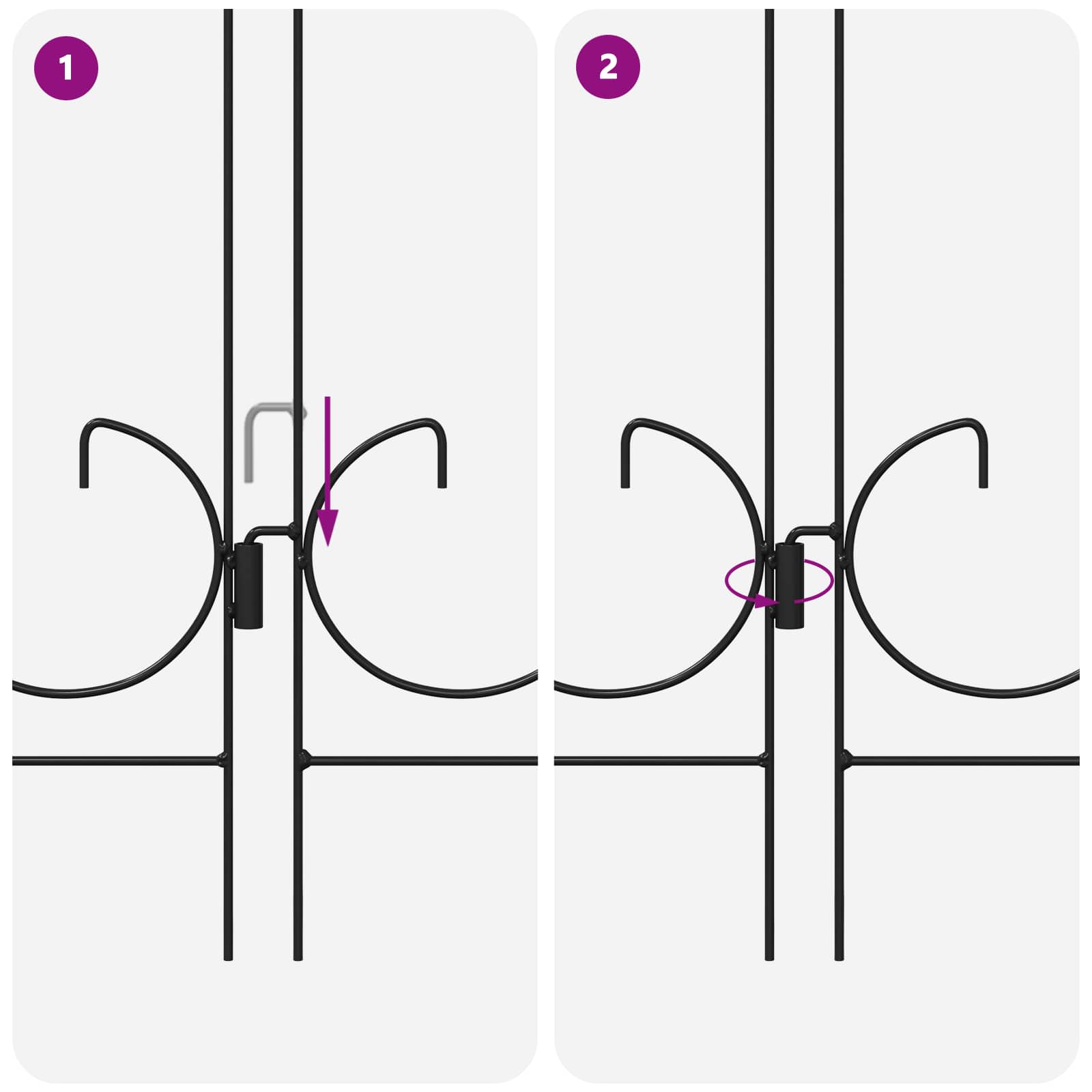 Recinzione per Giardino 5 pcs Nero Acciaio