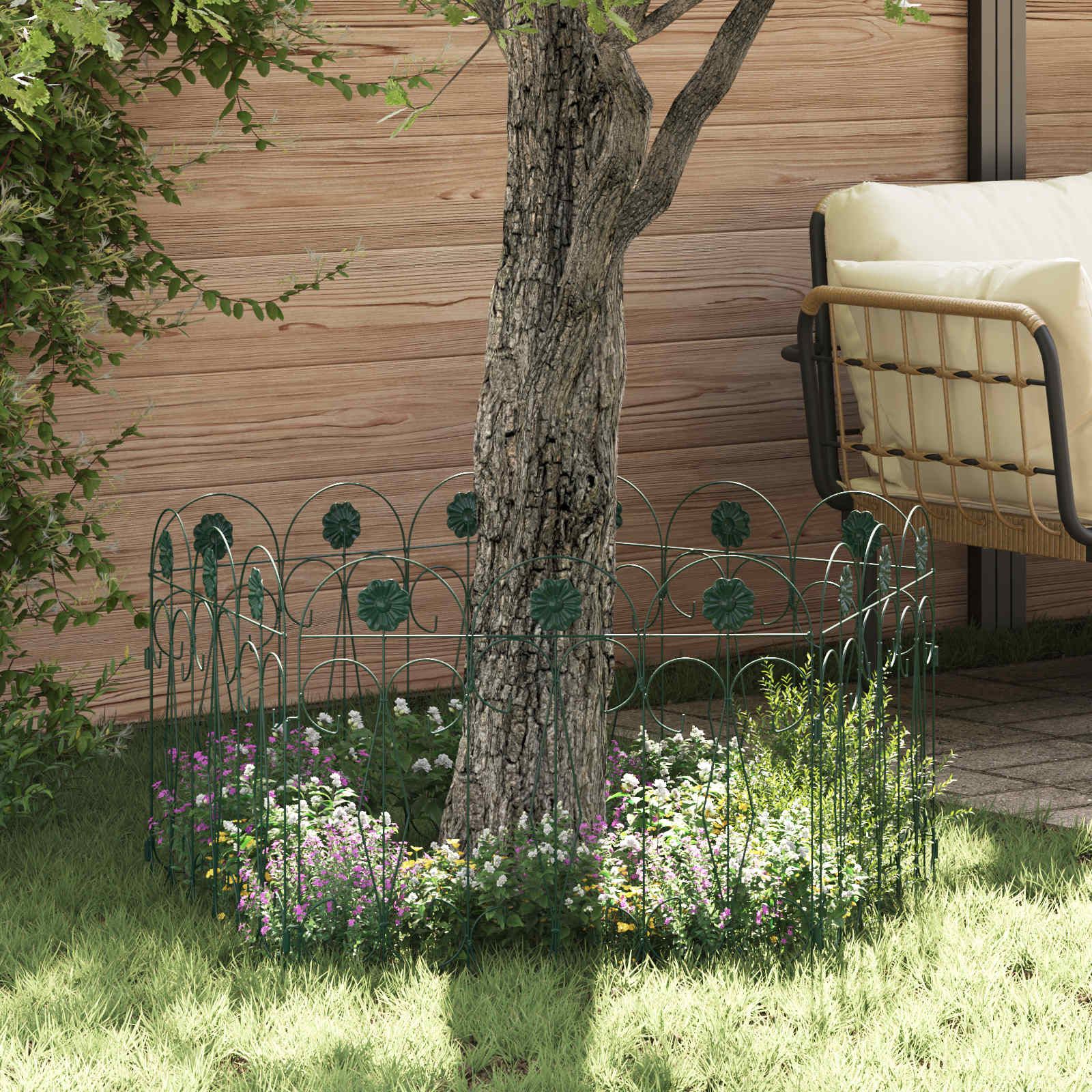 Recinzione per Giardino in Acciaio Verde 5 Pezzi