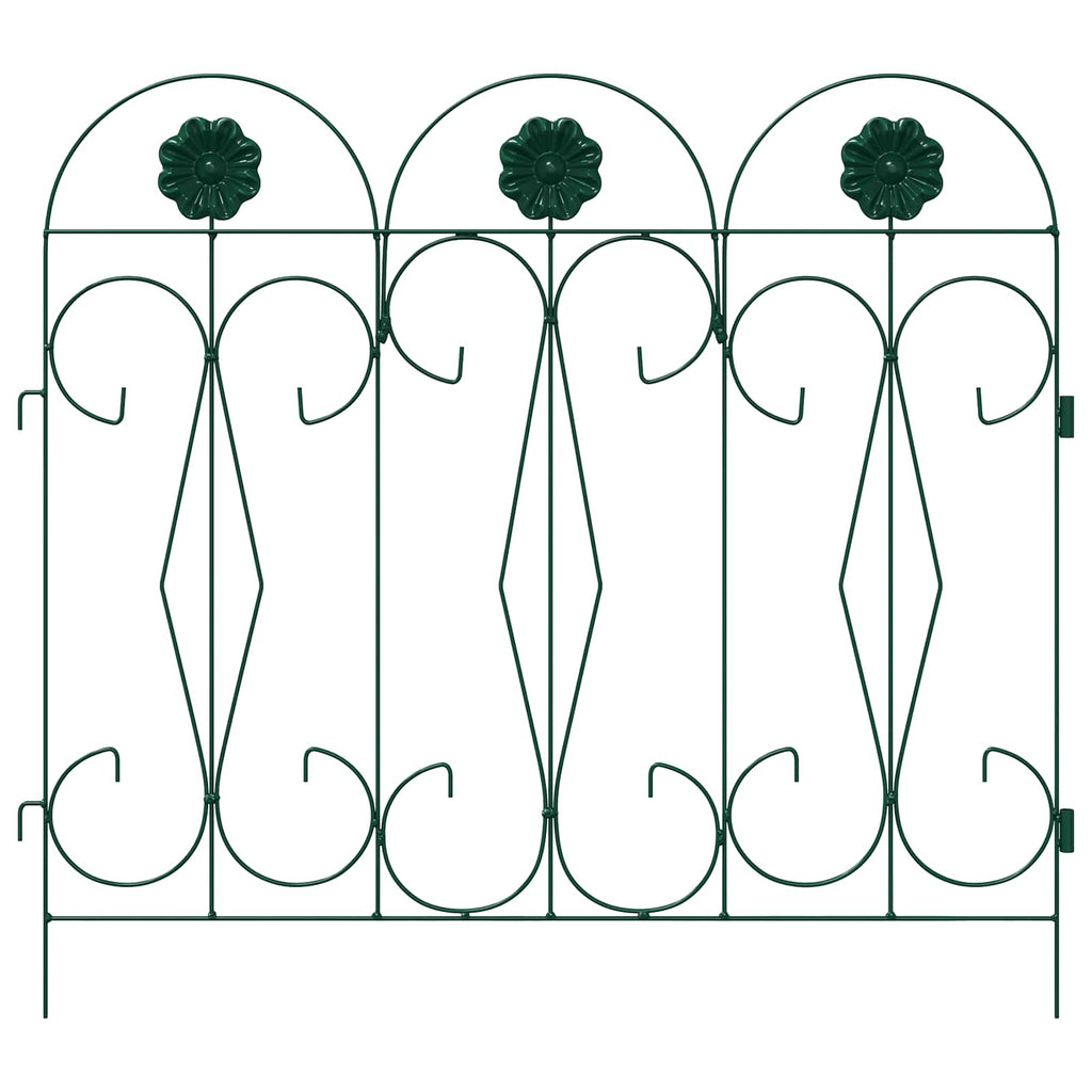 Recinzione per Giardino in Acciaio Verde 5 Pezzi