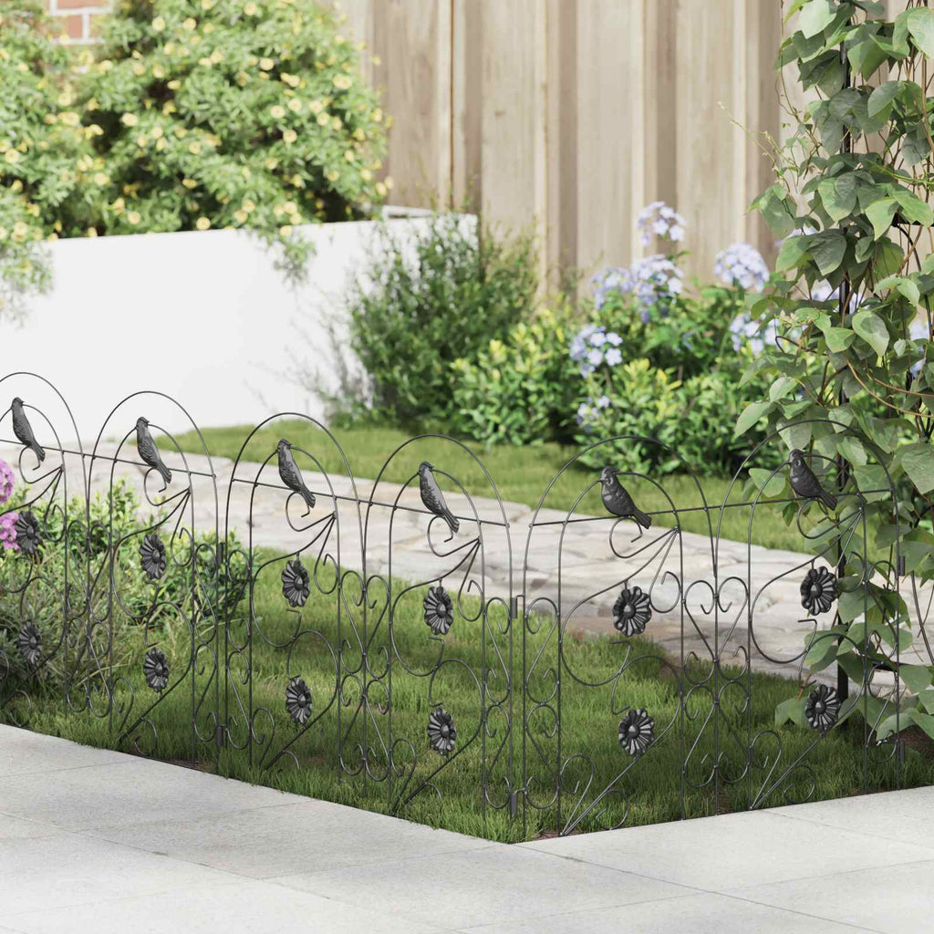 Recinzione per Giardino 5 pezzi Nero Acciaio