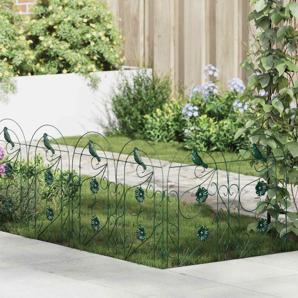 Recinzione da Giardino 5 Pezzi Verde in Acciaio